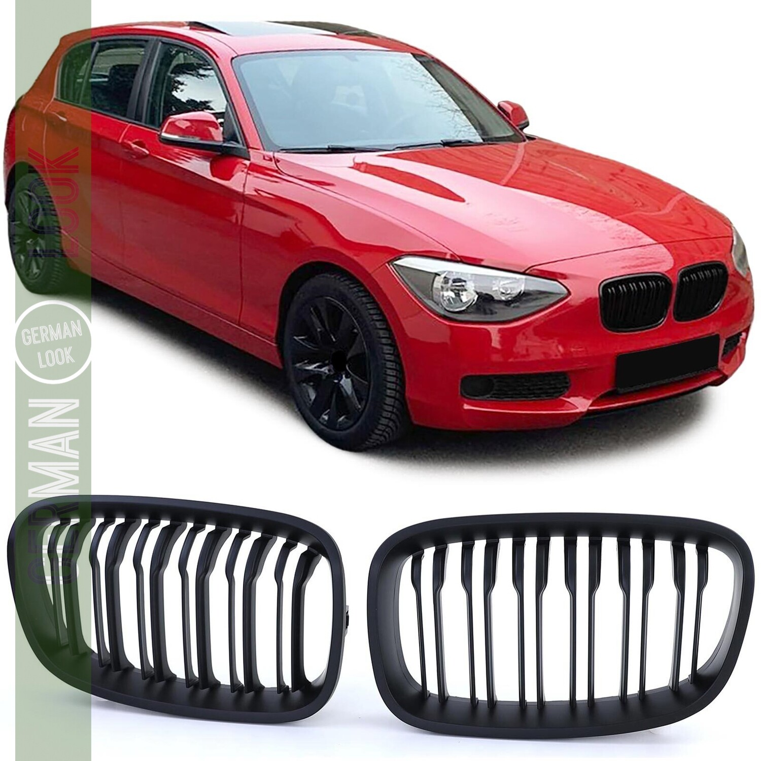 Calandre double lame noir mat BMW Série 1 F20 F21 2011-2015 Look M Performance