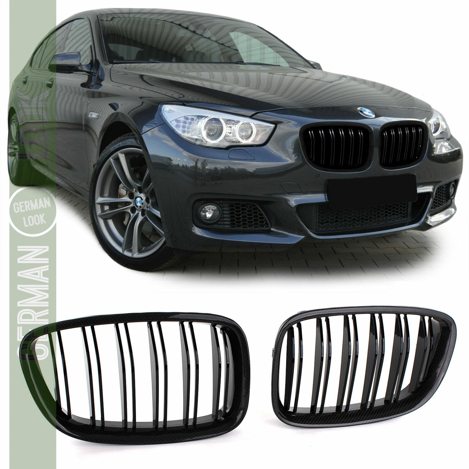 Calandre double lame BMW Série 5 GT F07 look carbone – Style M Performance sport
