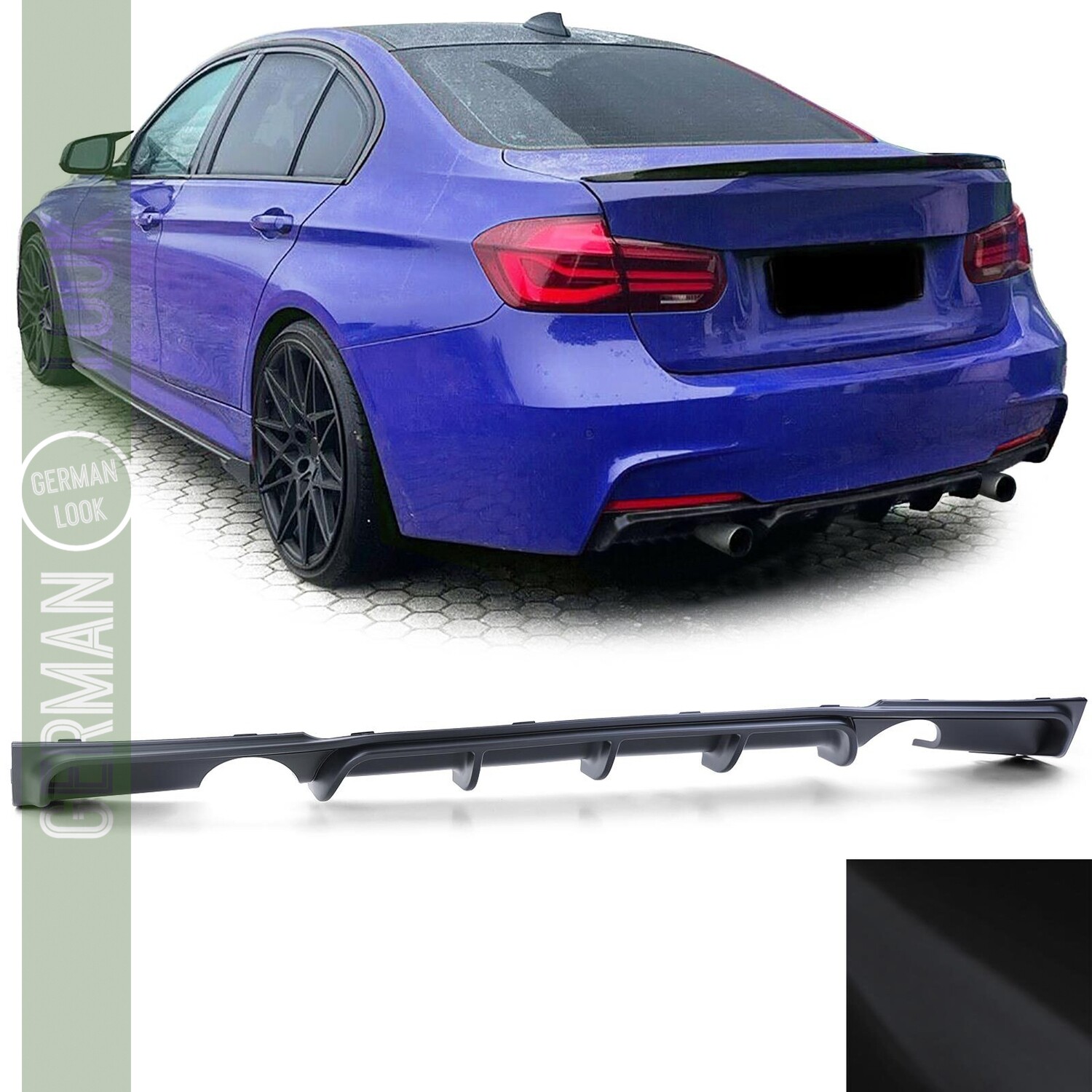 Diffuseur Arrière Noir Mat BMW Série 3 F30 F31 Pack M 2011-2019 Diffuseur Arrière Noir Mat BMW Série 3 F30 F31 Pack M 2011-2019
