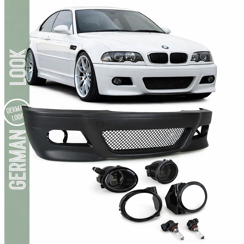 Pare-chocs avant BMW Série 3 E46 Look M3 – Coupé & Cabriolet 1998-2006 avec antibrouillards noir
