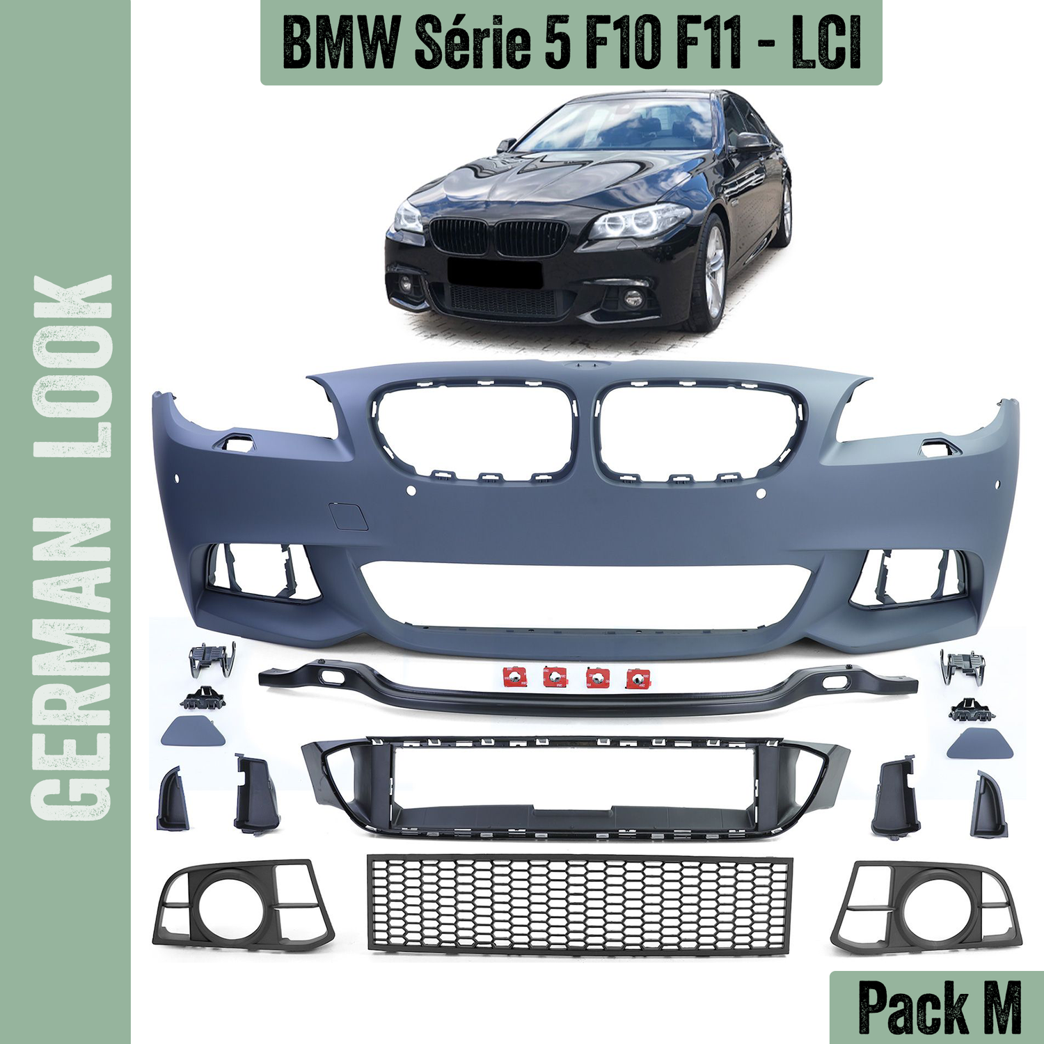 Pare-chocs avant BMW Série 5 F10 F11 LCI 2013-2017 Look Pack M M-Tech ABS