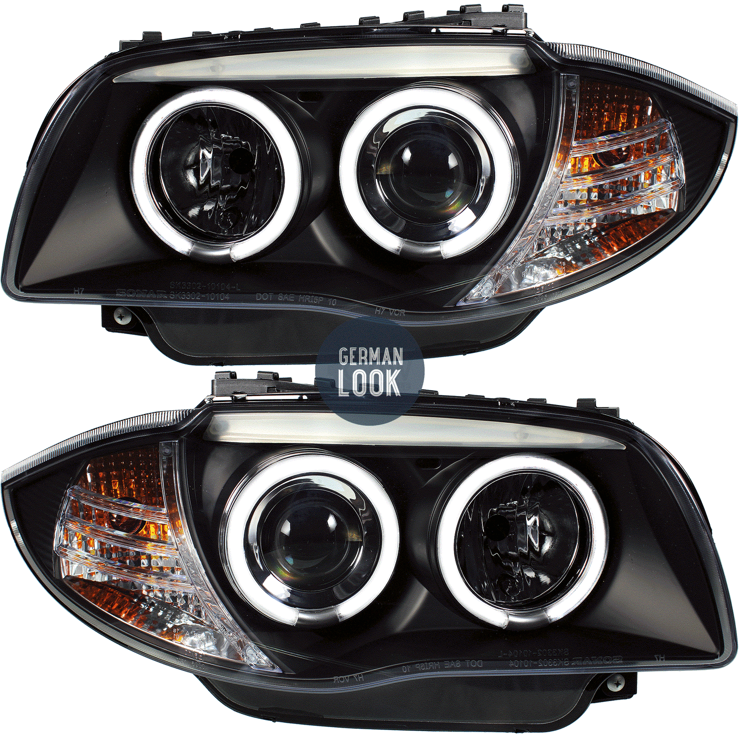 Weiße Angel-Eyes-Scheinwerfer BMW 1er E81 E87 2004-2011 Weiße Angel-Eyes-Scheinwerfer BMW 1er E81 E87 2004-2011