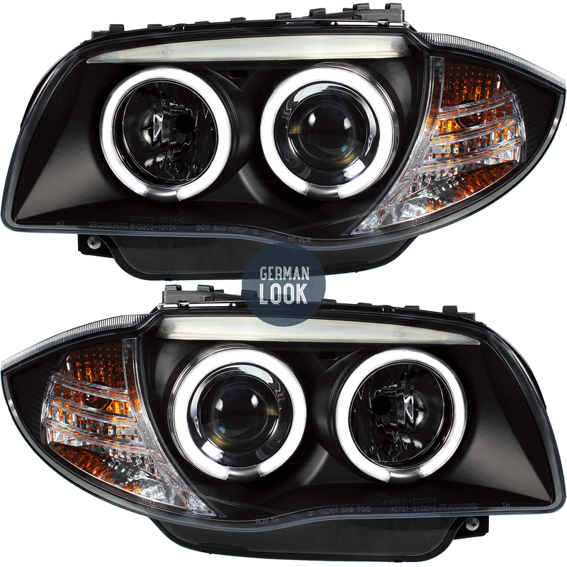 Faróis dianteiros Angel Eyes brancos BMW Série 1 E81 E87 2004-2011