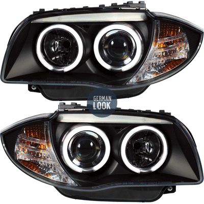 Phares avant Angel Eyes blancs BMW Série 1 E81 E87 2004-2011 Phares avant Angel Eyes blancs BMW Série 1 E81 E87 2004-2011