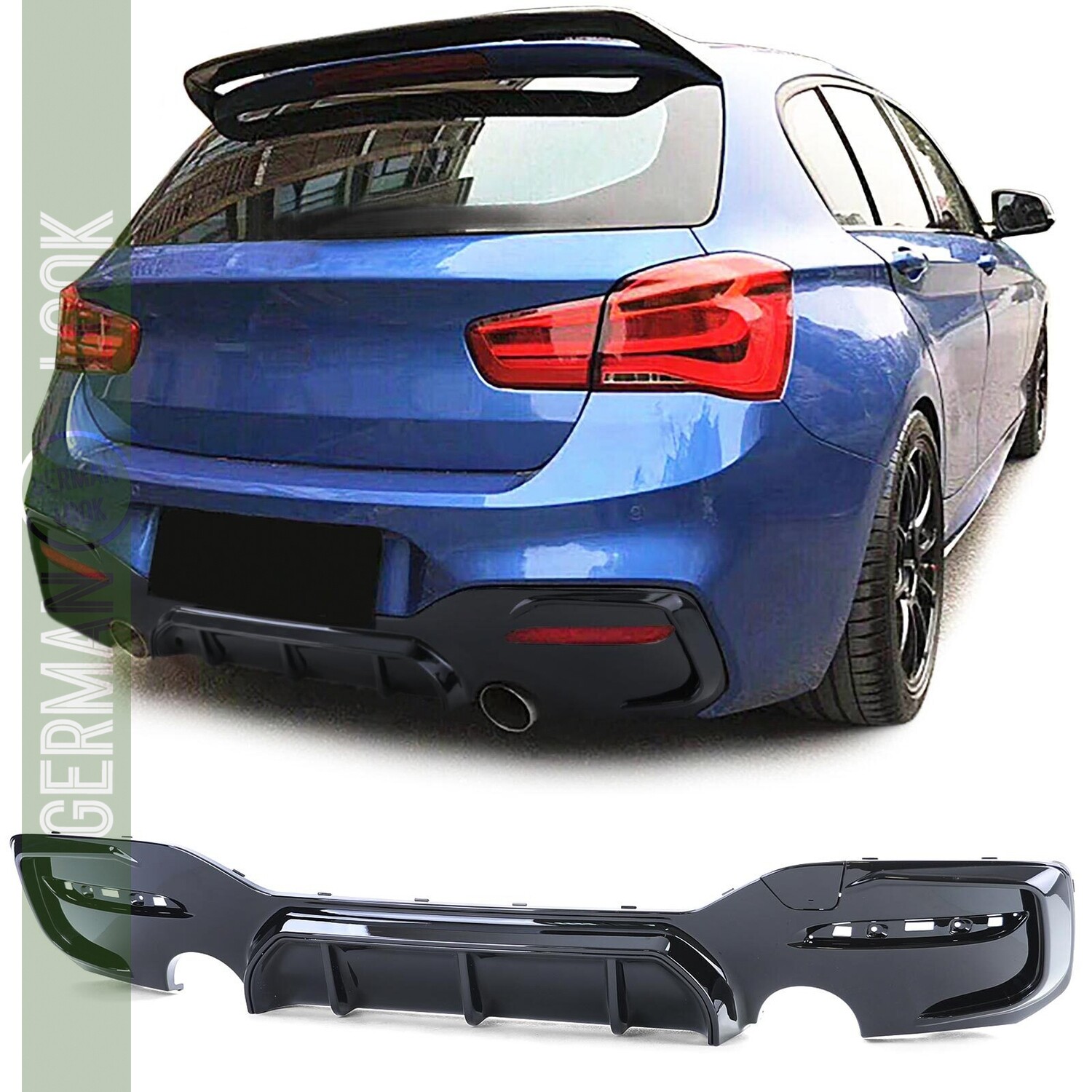 Diffuseur arrière Performance BMW Série 1 F20 F21 2015-2019 Noir Brillant