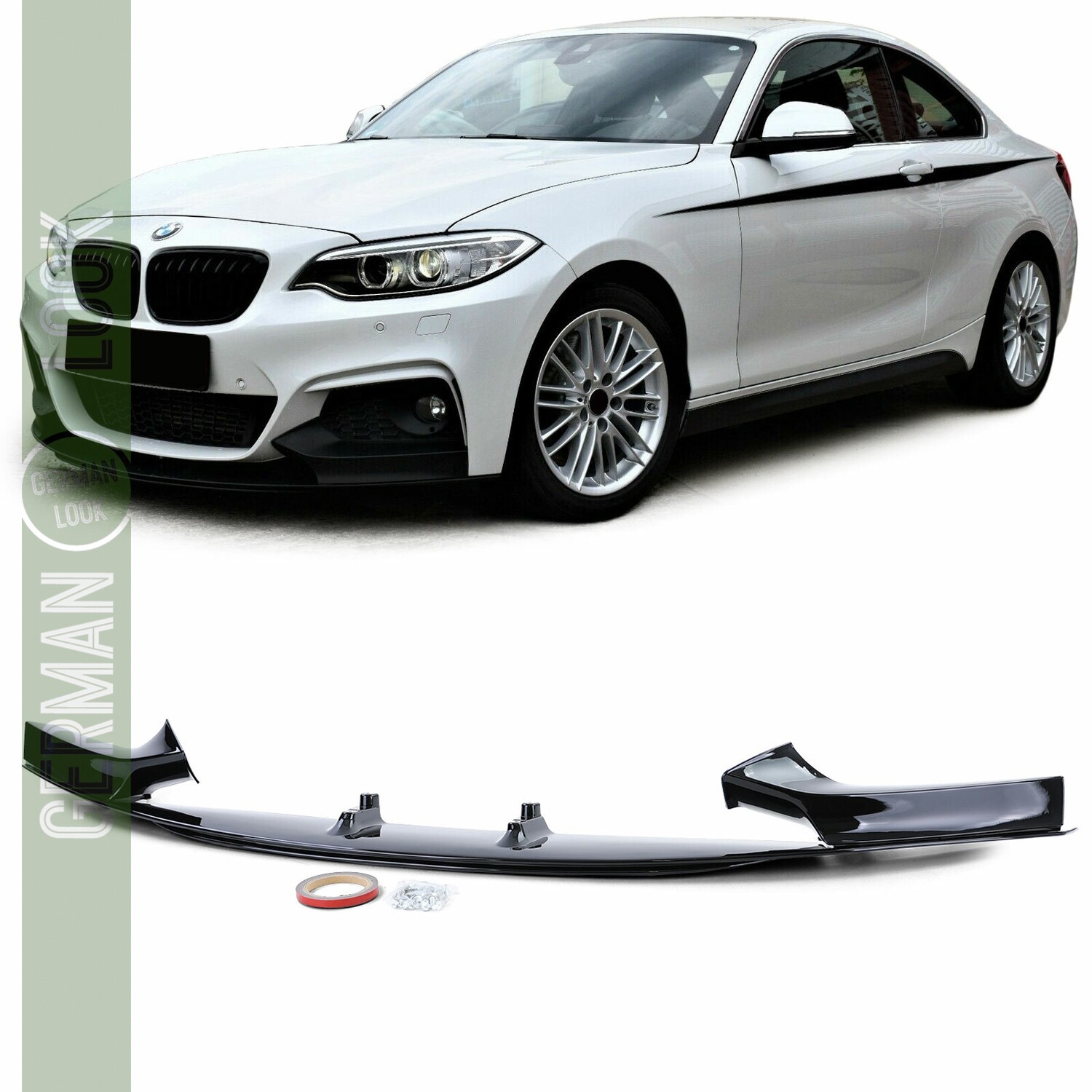 Lame de pare-chocs avant BMW Série 2 F22 F23 Noir Brillant – Look M Performance Sport
