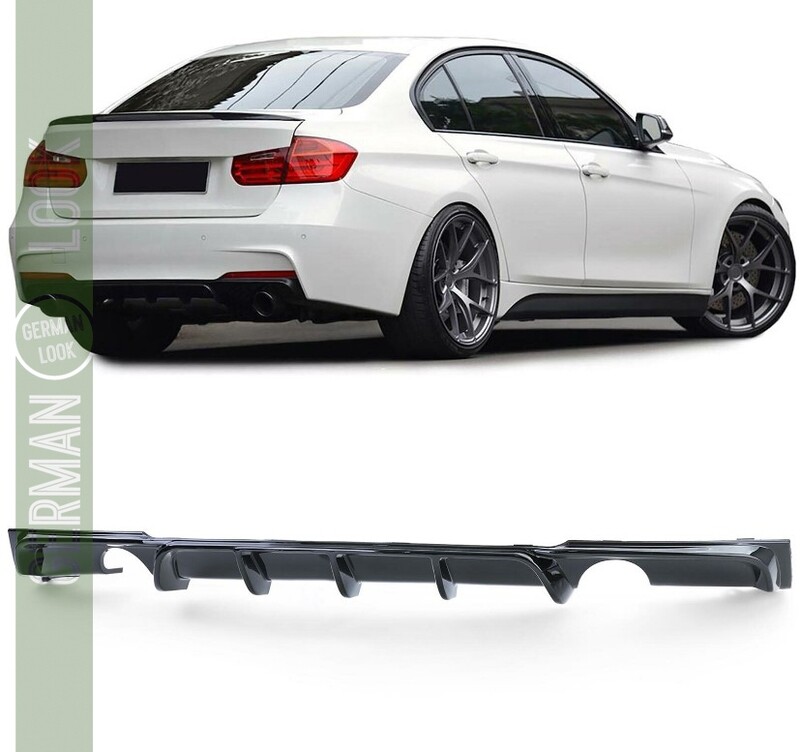 Diffuseur Arrière Noir Brillant Double Sortie BMW Série 3 F30 Berline 2011-2019