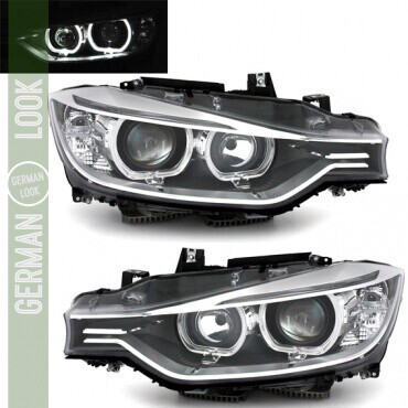 Paire de Phares Angel Eyes LED Look Pack M Performance BMW Série 3 F30 F31 F35 2011-2015
