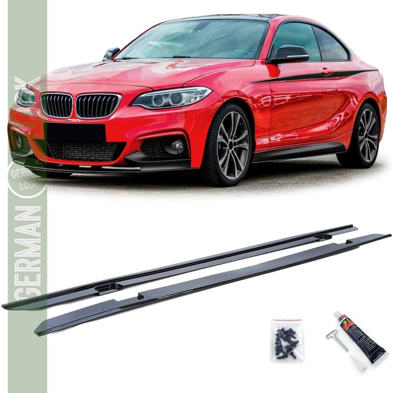 Rajouts de bas de caisse BMW Série 2 F22 F23 Noir Brillant – Look M Performance