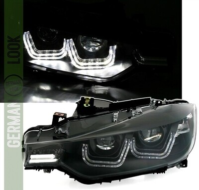 Paire de Phares Avant Angel Eyes Fond Noir BMW Série 3 F30 F31 2011-2015
