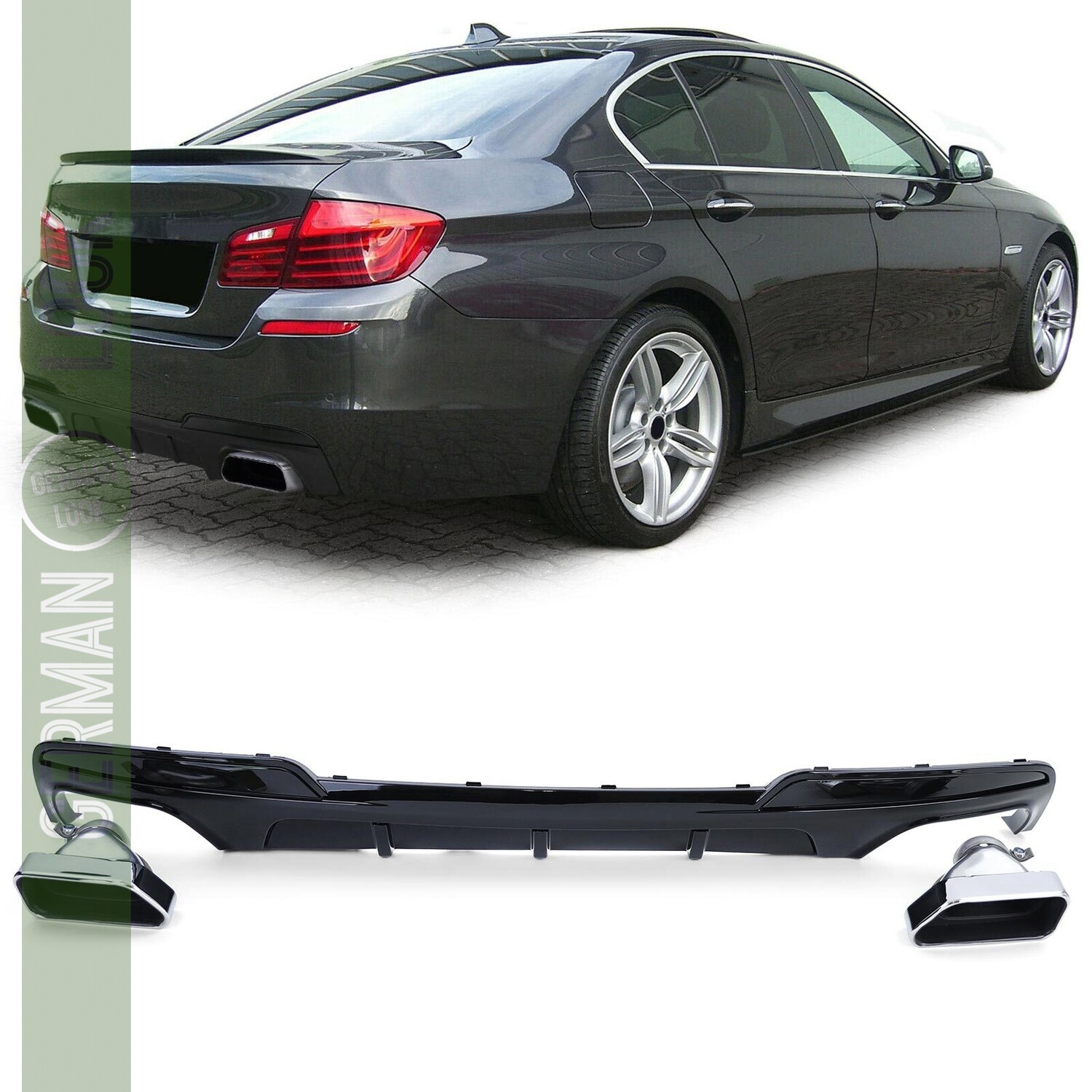 ? Diffuseur Arrière BMW F10 Double Sortie + Embouts Chromés – Look M550d / M5