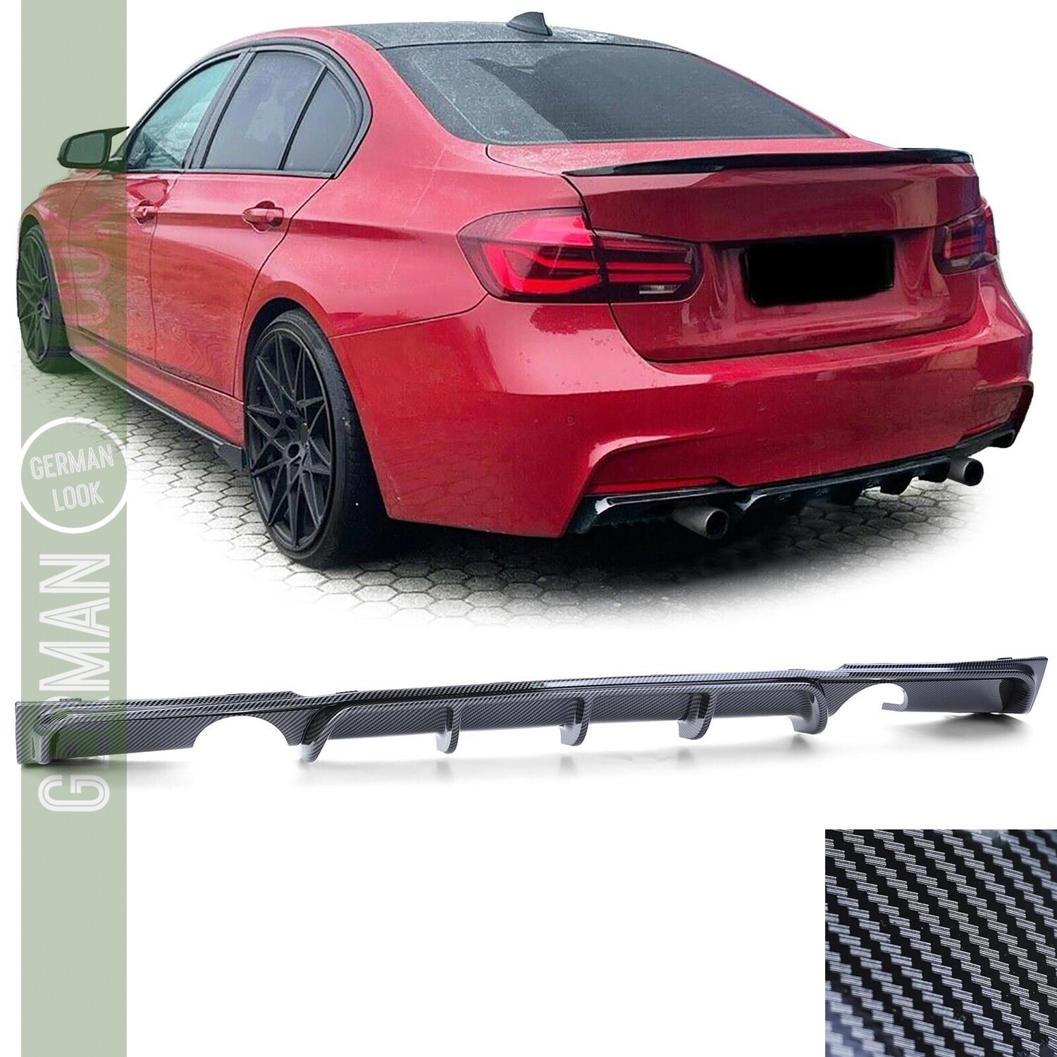 Diffuseur Arrière Performance Look Carbone BMW Série 3 F30 F31 Pack M 2011-2019