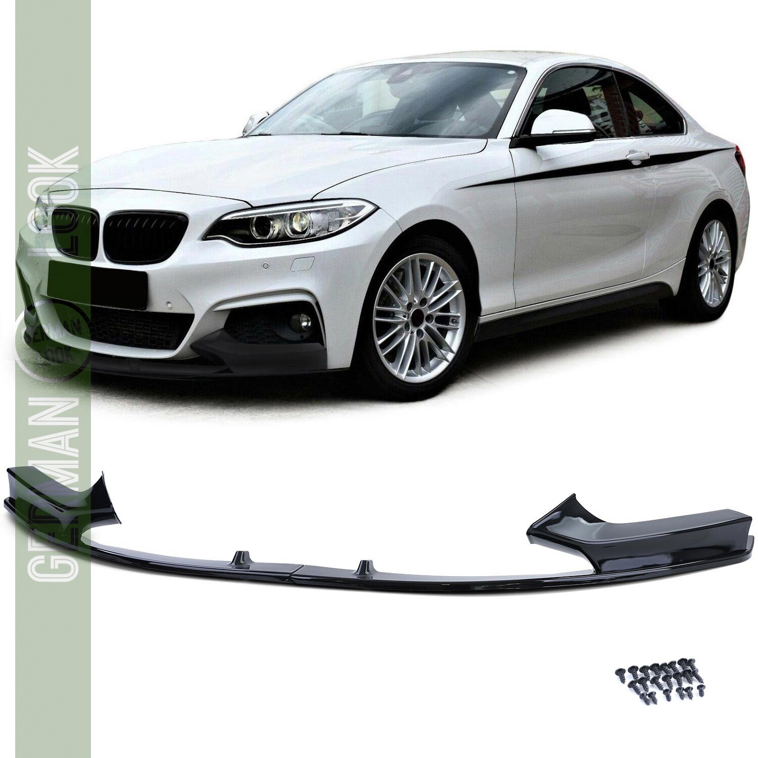 Lame de pare-chocs avant BMW Série 2 F22 F23 Noir Brillant – Look M Performance Sport