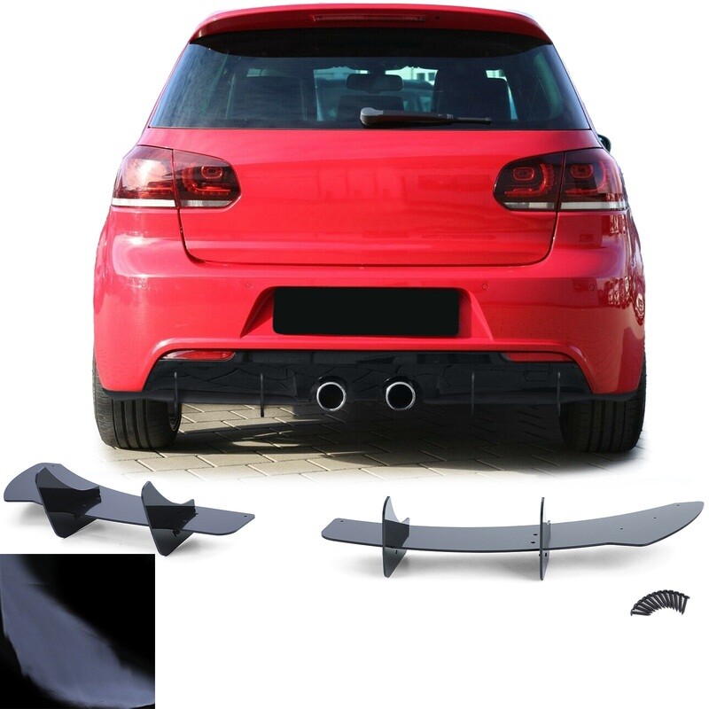 Difusor traseiro preto brilhante para VW Golf 6 R20 2008-2013