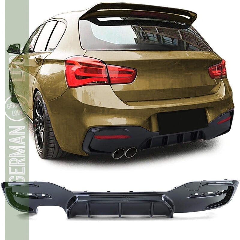 Diffuseur arrière BMW F20 F21 2015-2019 noir brillant Look M Performance double sortie