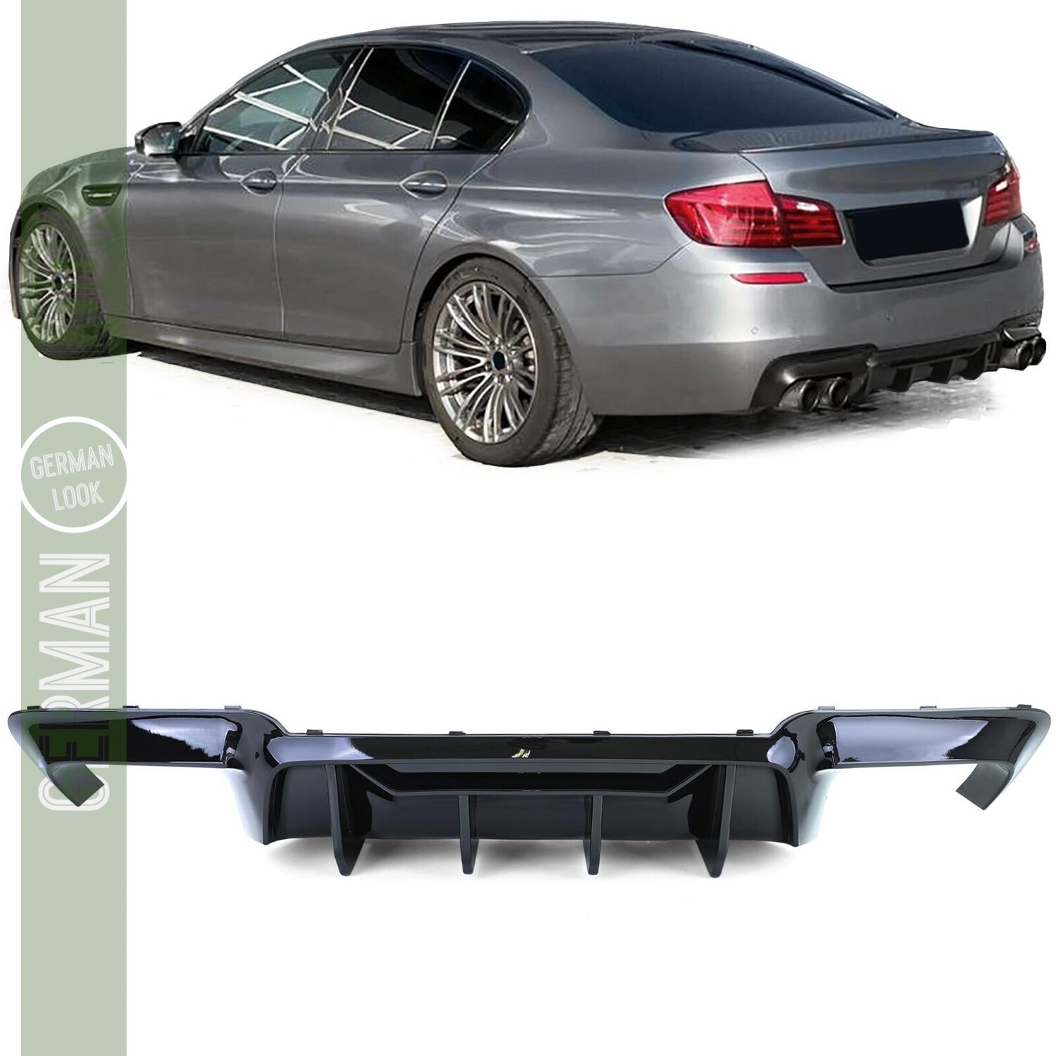 ? Diffuseur Arrière BMW F10 F11 Noir Brillant – Look M5 Performance Double Sortie