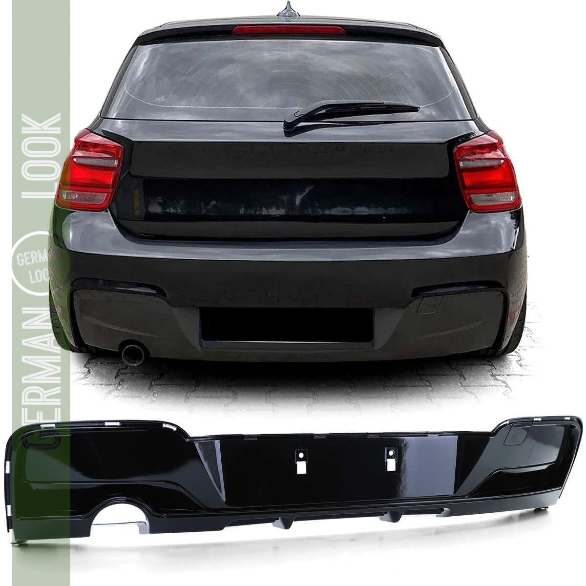 Diffuseur arrière BMW F20 F21 2011-2015 noir brillant double sortie Look M Performance