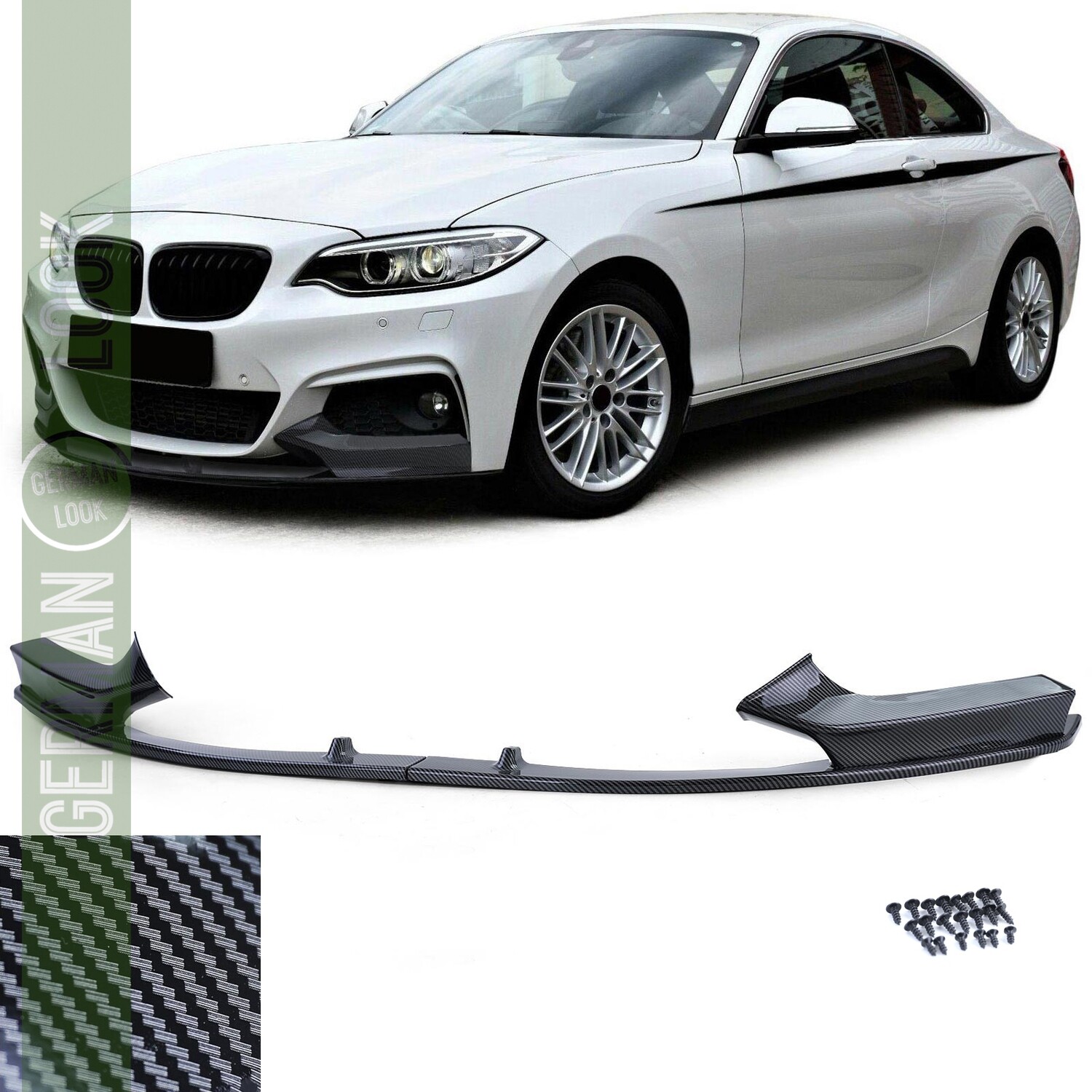Lame de pare-chocs avant BMW Série 2 F22 F23 Look Carbone – M Performance Sport