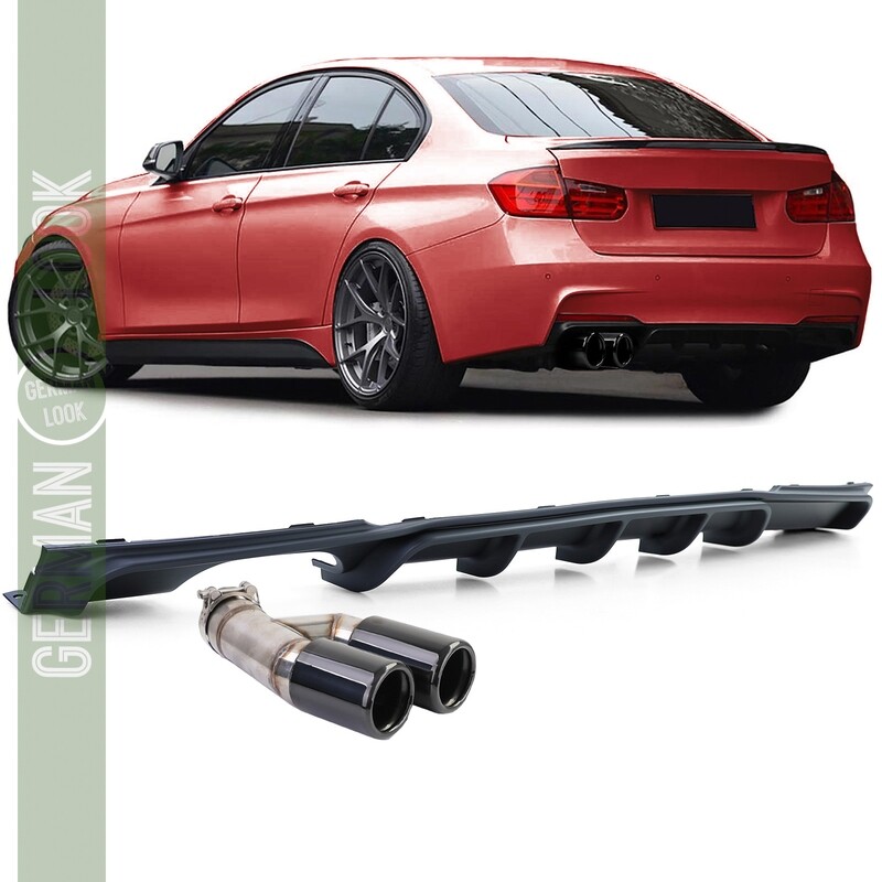 Diffuseur Arrière Noir Mat + Double Sortie Noire BMW Série 3 F30 F31 Pack M