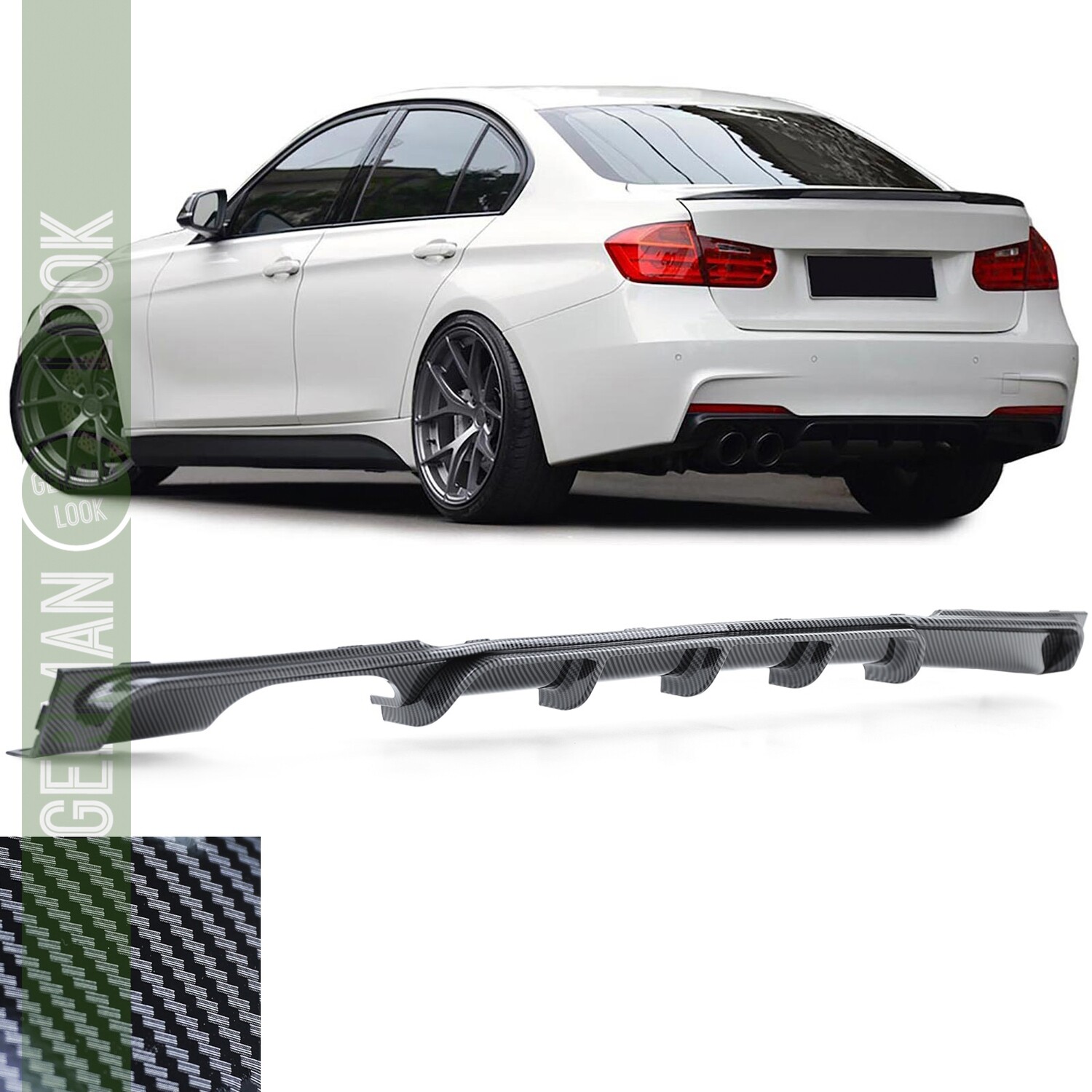 Diffuseur Arrière Look Carbone BMW Série 3 F30 Berline 2011+ Diffuseur Arrière Look Carbone BMW Série 3 F30 Berline 2011+