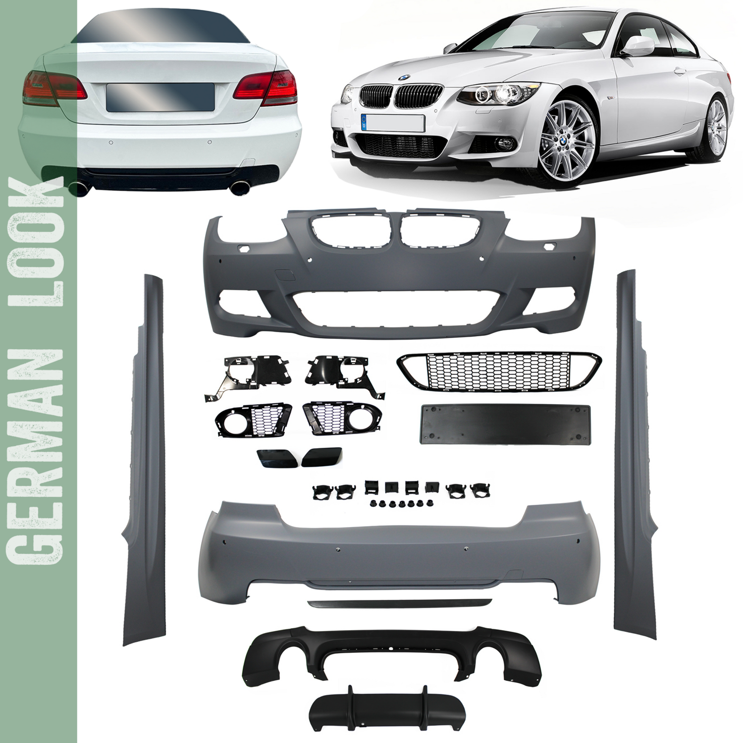 Kit carrosserie BMW Série 3 E92 E93 (2006-2010) Pack M Look 335i 335d – Double sortie ABS complet
