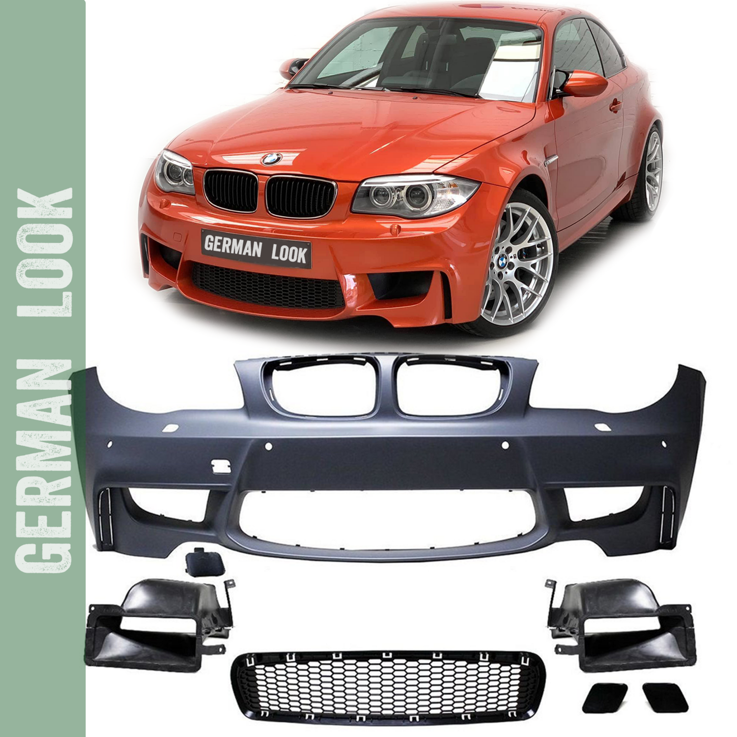 Pare-chocs avant style M1 / Pack M BMW Série 1 E81 E82 E87 E88 PDC + lave-phares Pare-chocs avant style M1 / Pack M BMW Série 1 E81 E82 E87 E88 PDC + lave-phares