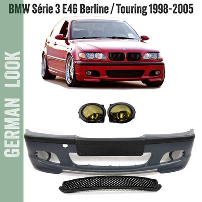 Paraurti anteriore Pack M2 per BMW Serie 3 E46 Berlina Touring 1998-2005 con fendinebbia gialli