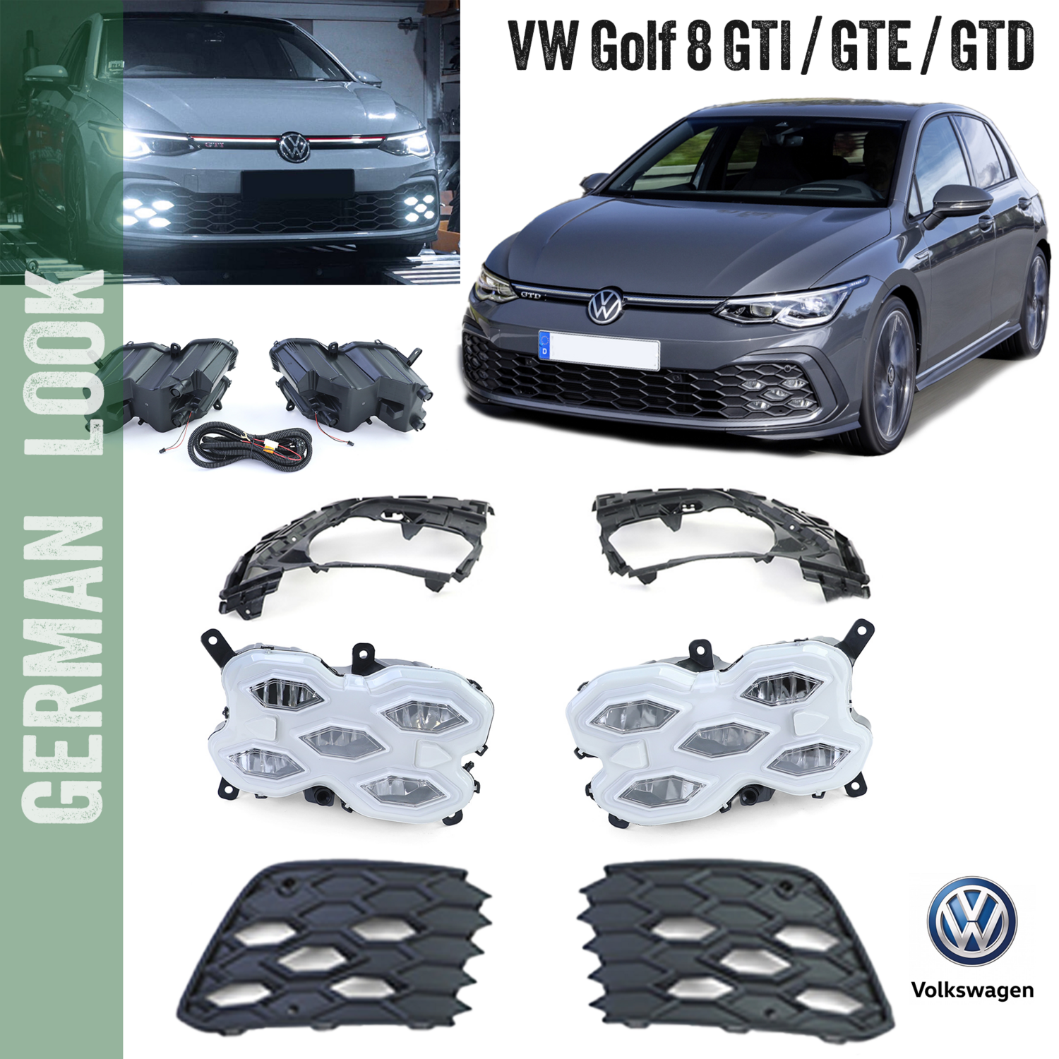 Fendinebbia LED per VW Golf 8 GTI GTD GTE Fendinebbia LED per VW Golf 8 GTI GTD GTE