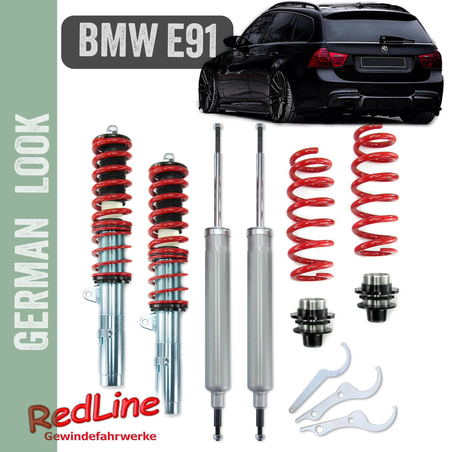 Kit de suspensão combinada Filete Redline BMW Série 3 E91 Break 2005 a 2011 Kit de suspensão combinada Filete Redline BMW Série 3 E91 Break 2005 a 2011