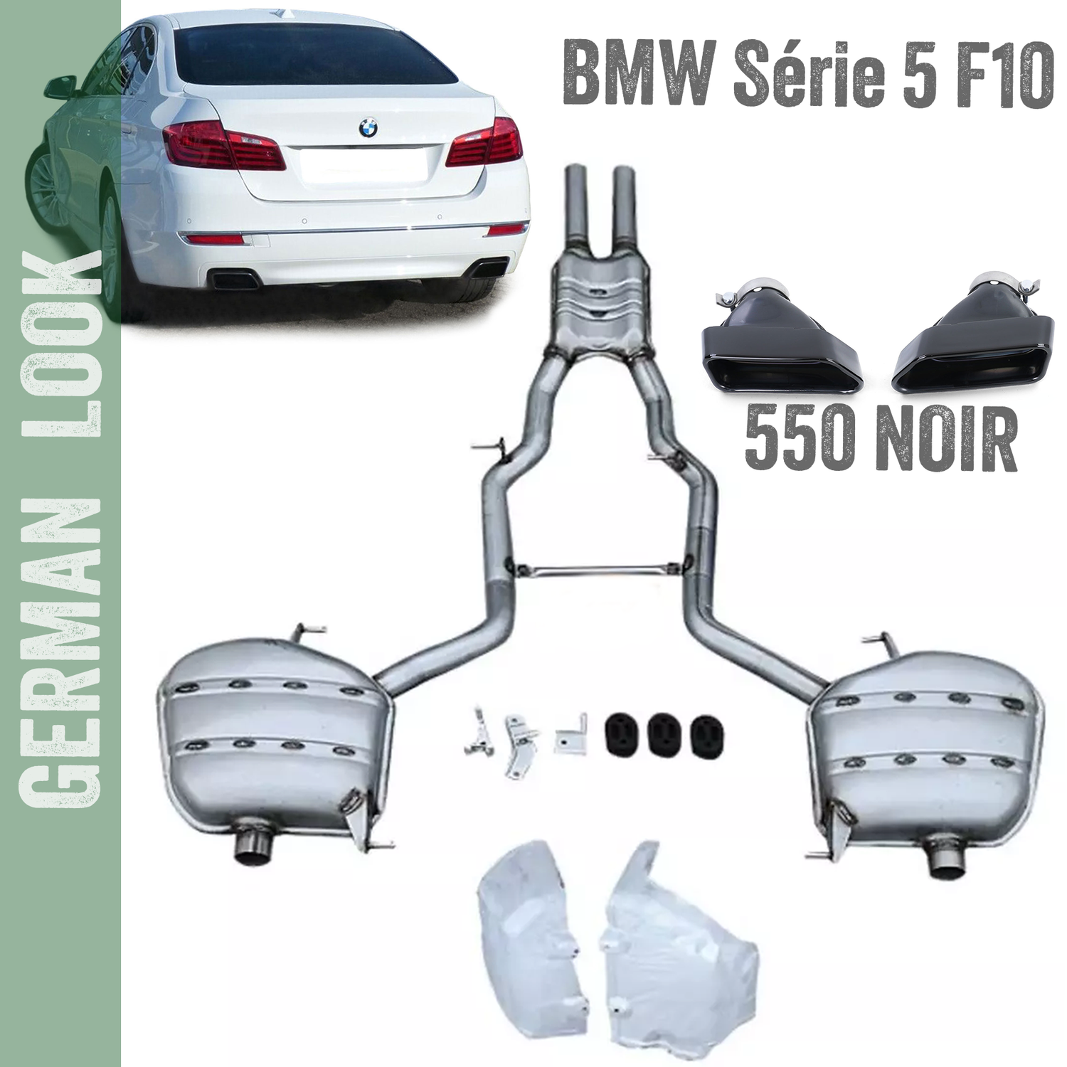 Échappement / Silencieux para BMW 5 F10 Berlina 2010-2017 + embouts noir - Look 550i / 550d Échappement / Silencieux para BMW 5 F10 Berlina 2010-2017 + embouts noir - Look 550i / 550d