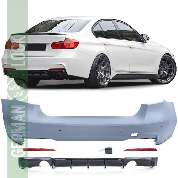 Pare-Chocs Arrière Sport + Diffuseur Noir Brillant BMW Série 3 F30 335i 340i 2011-2019