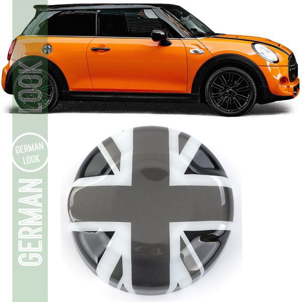 Couvercle de bouchon de réservoir drapeau gris blanc sur mesure pour Mini One Cooper F55 F56 F57 Couvercle de bouchon de réservoir drapeau gris blanc sur mesure pour Mini One Cooper F55 F56 F57