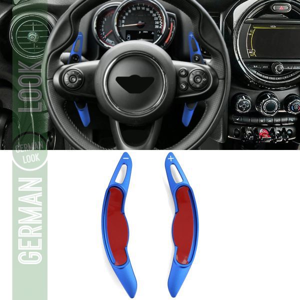Extension de palette de changement de vitesse en aluminium bleu pour Mini Clubman F54 Countryman F60 Extension de palette de changement de vitesse en aluminium bleu pour Mini Clubman F54 Countryman F60