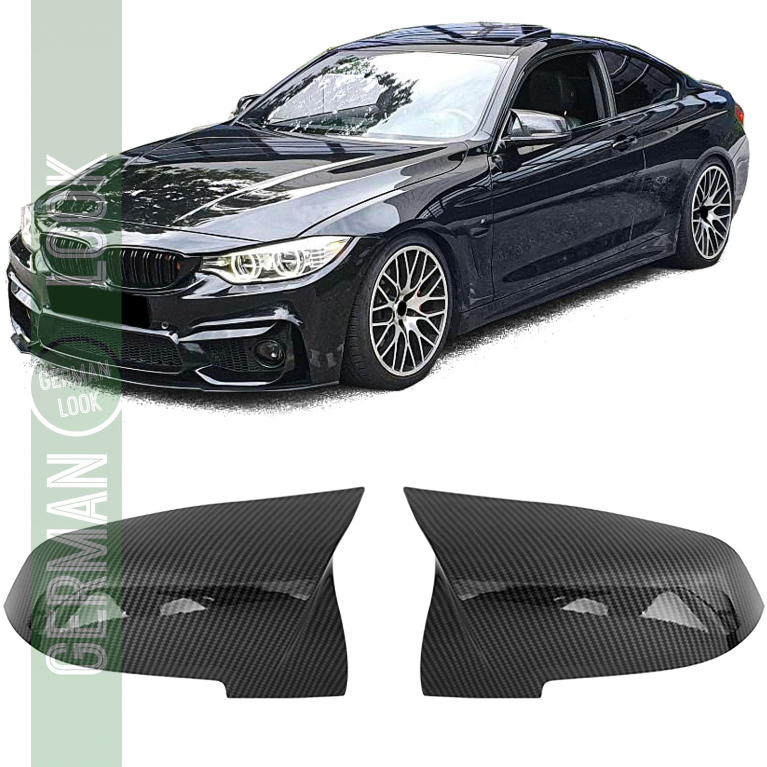 Coques de rétroviseurs aspect carbone BMW Série 3 F30 F31 F34 (2011-2020) – Look M Performance
