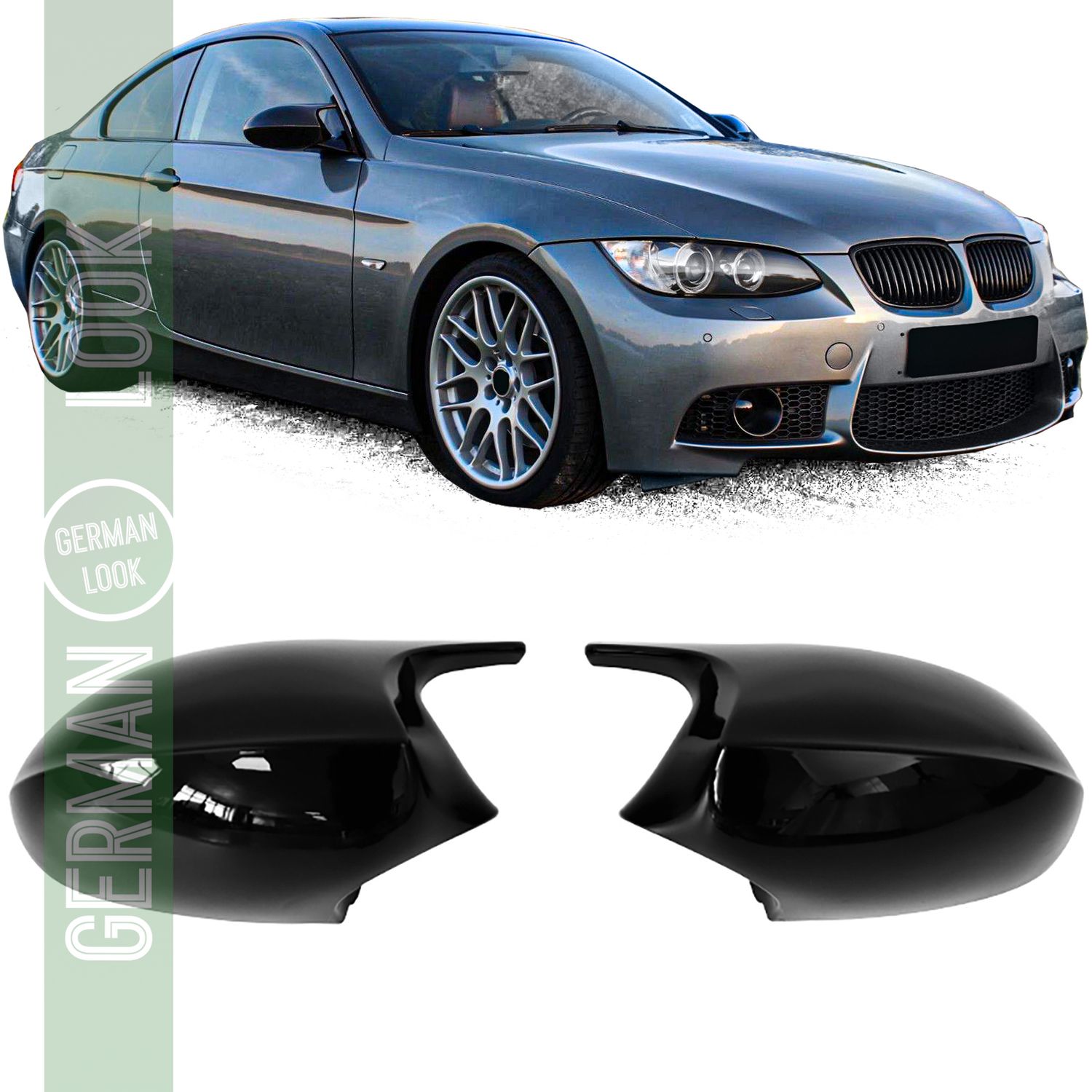 Coques de rétroviseurs BMW Série 3 E92 E93 2006-2010 – Noir brillant look M