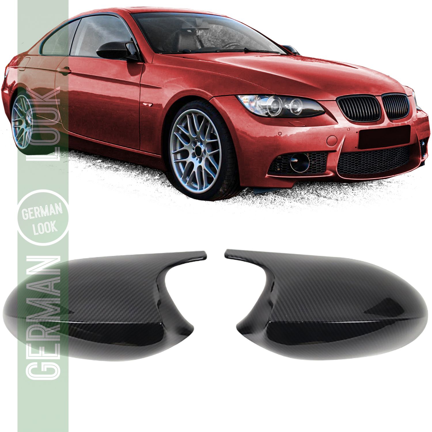Coques de rétroviseurs BMW Série 3 E92 E93 2006-2010 – Aspect carbone look M