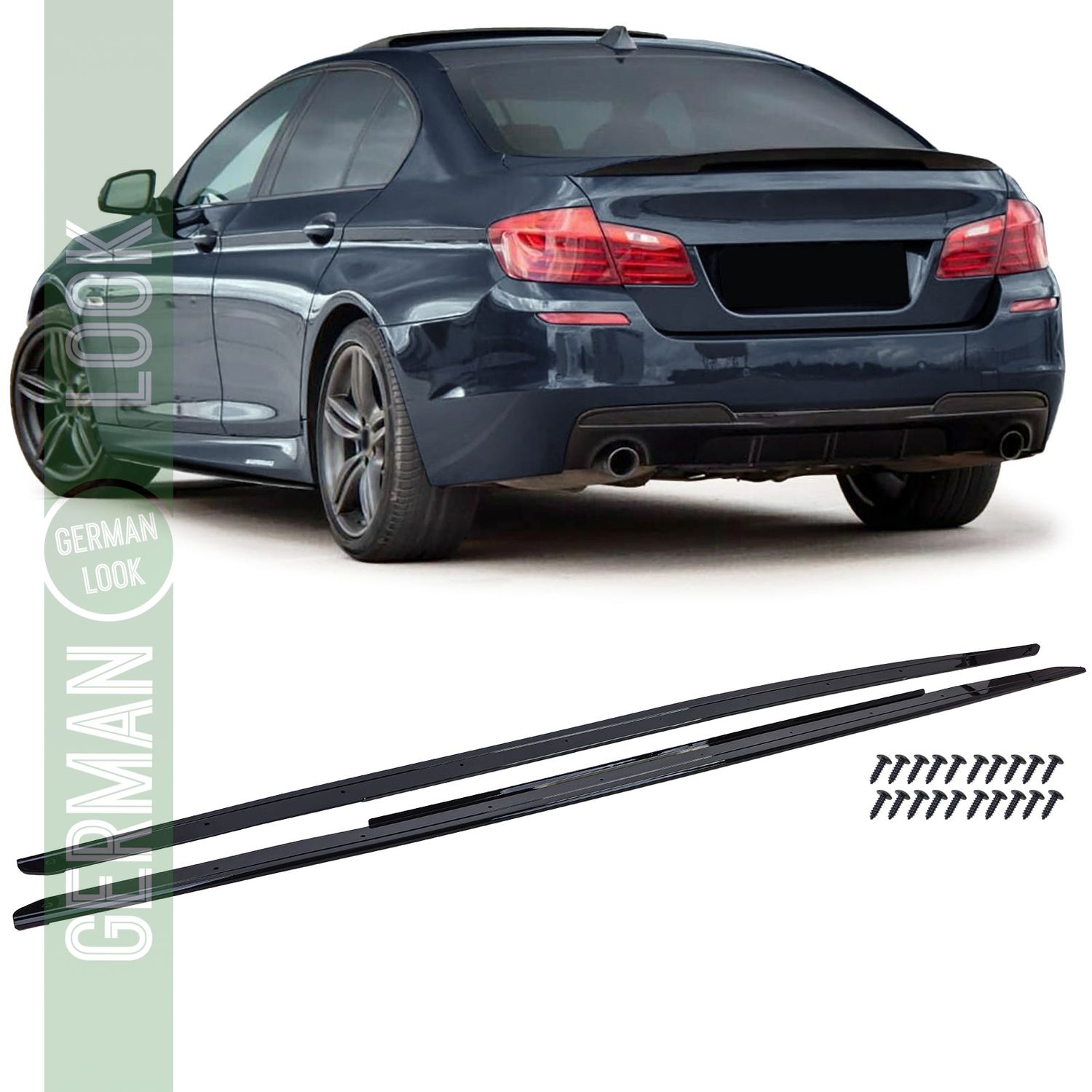 Fixations Jupes Latérales BMW F10 F11 (2010-2017) – Clips & Supports Noir Brillant