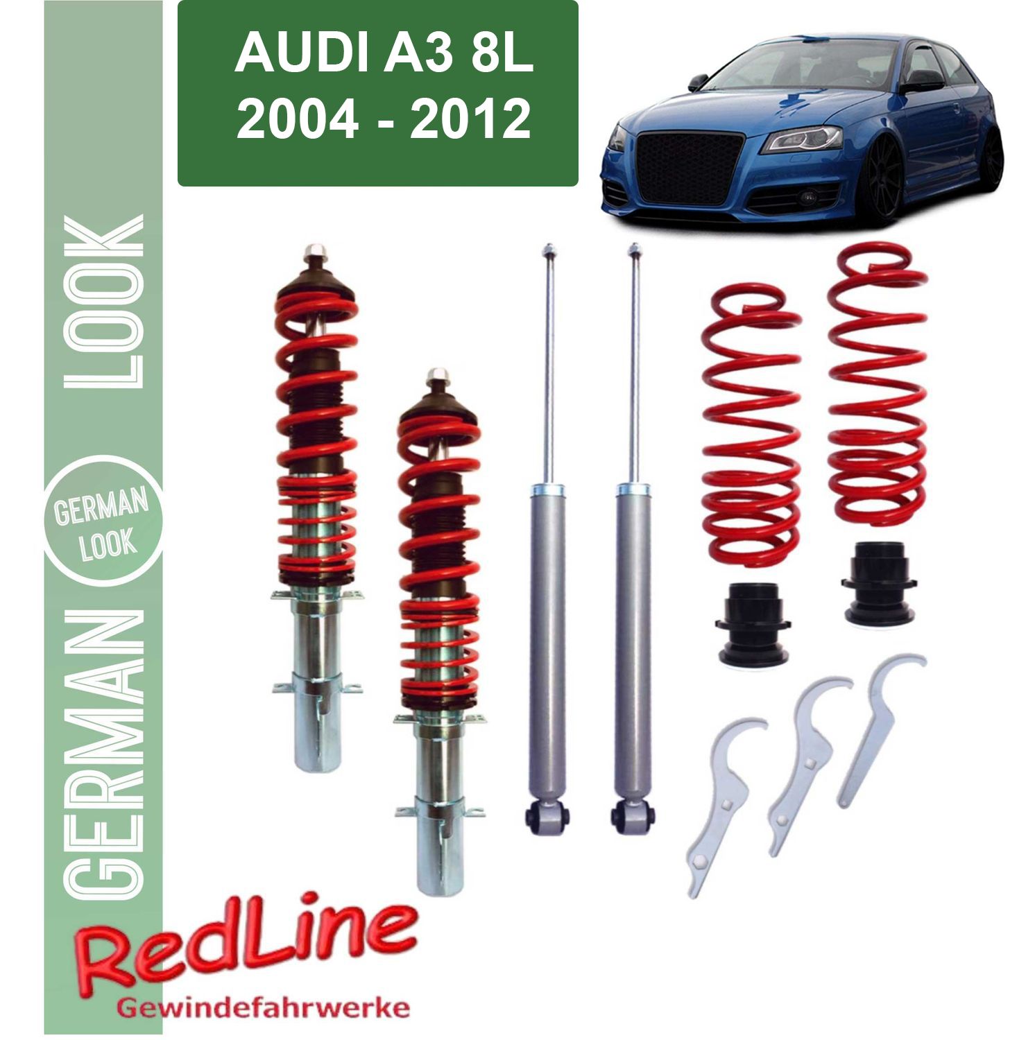 Combiné fileté Audi A3 8P 2004-2012 suspension réglable hauteur JOM Redline