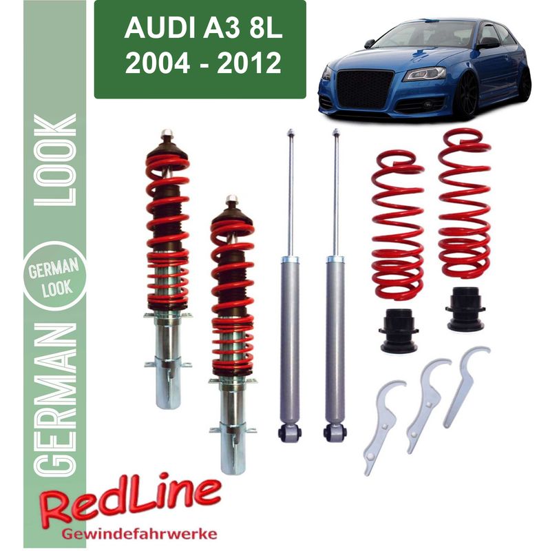 Combiné fileté Audi A3 8P 2004-2012 suspension réglable hauteur JOM Redline