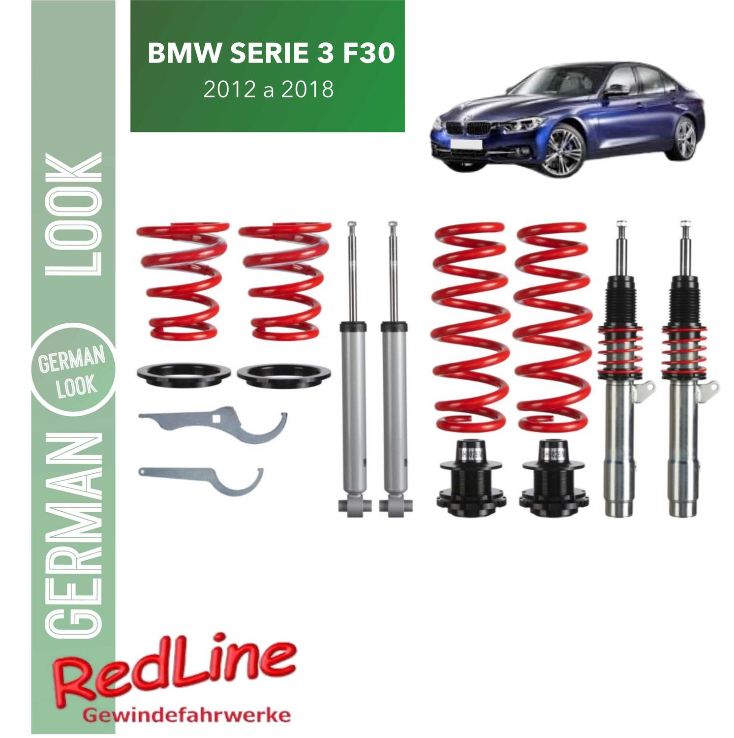Combinés Filetés Redline JOM BMW Série 3 F30 F31 2012-2018 – Réglables en Hauteur Combinés Filetés Redline JOM BMW Série 3 F30 F31 2012-2018 – Réglables en Hauteur