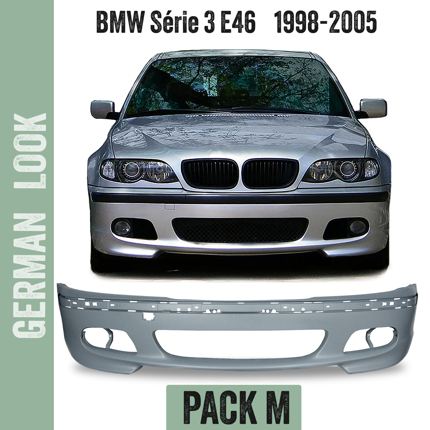 Pare-chocs avant BMW Série 3 E46 Berline et Touring 1998-2005 – style Pack M / M2 ABS compatible OEM Pare-chocs avant BMW Série 3 E46 Berline et Touring 1998-2005 – style Pack M / M2 ABS compatible OEM