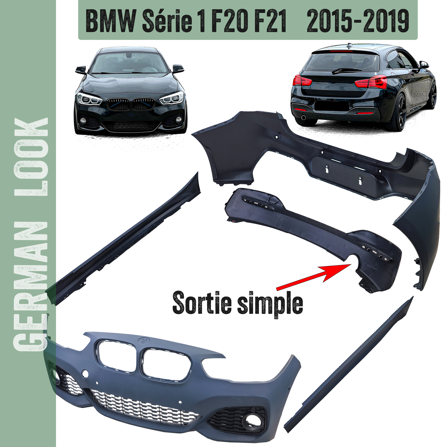 Kit carrosserie BMW Série 1 F20 LCI 2015-2019 Look Pack M complet