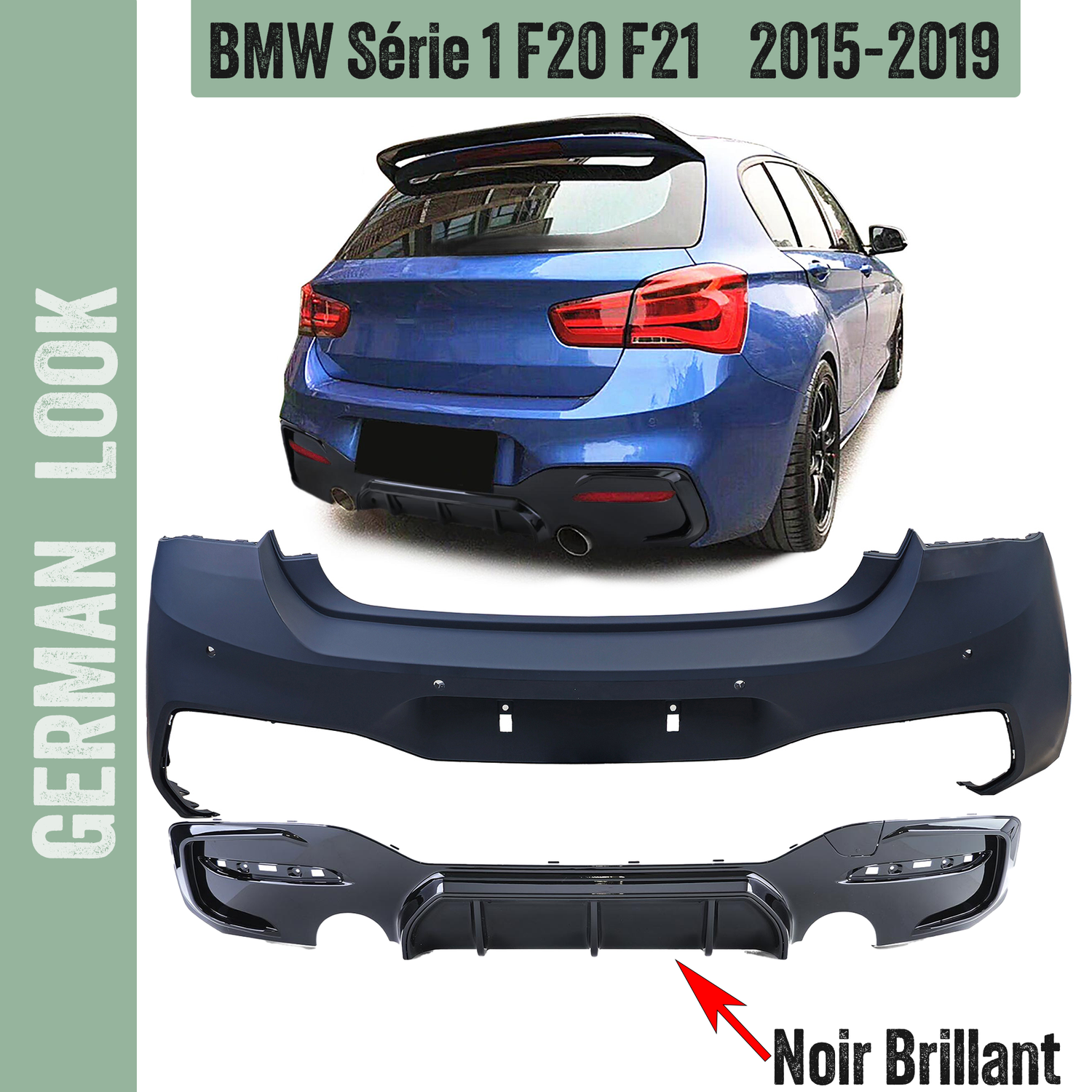 Pare-chocs arrière Performance BMW Série 1 F20 LCI 2015-2019 look 140i