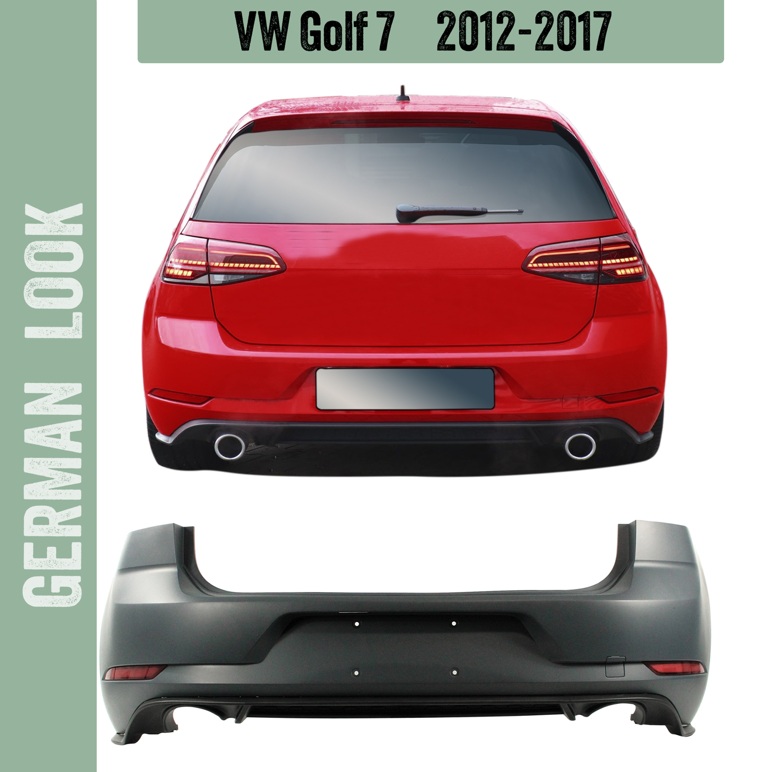 Pare-chocs arrière look GTI pour Volkswagen Golf 7 2017-2019 Pare-chocs arrière look GTI pour Volkswagen Golf 7 2017-2019