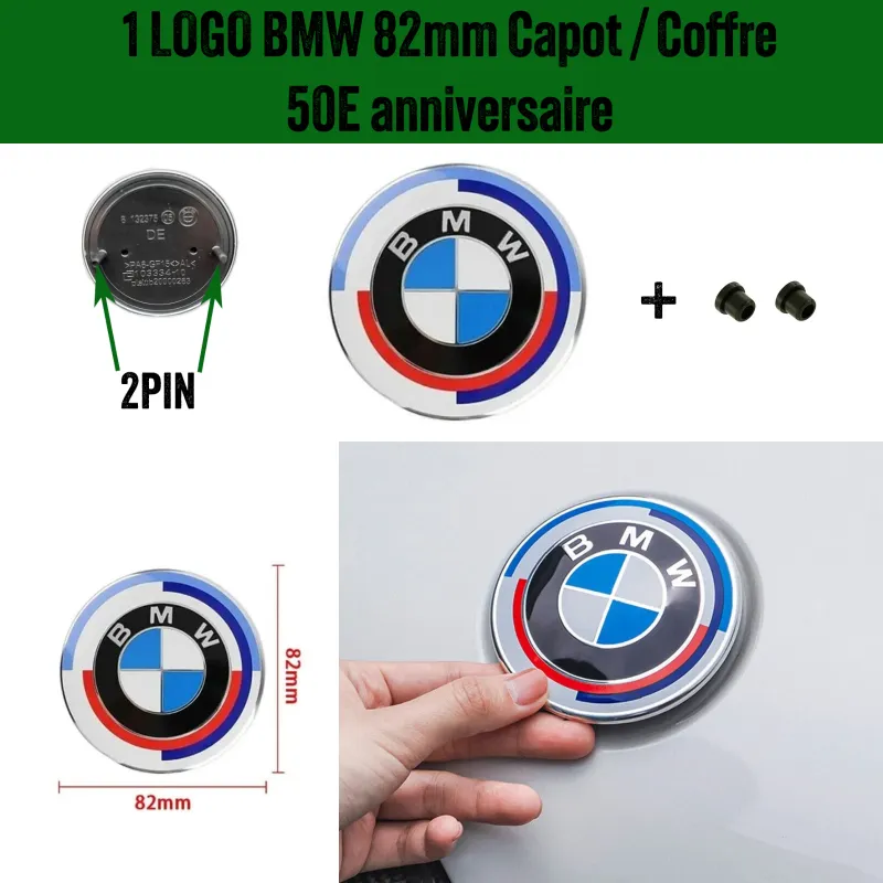 1x Logo Insigne emblème pour Capot / Coffre BMW de 82mm BMW 50Eme anniversaire