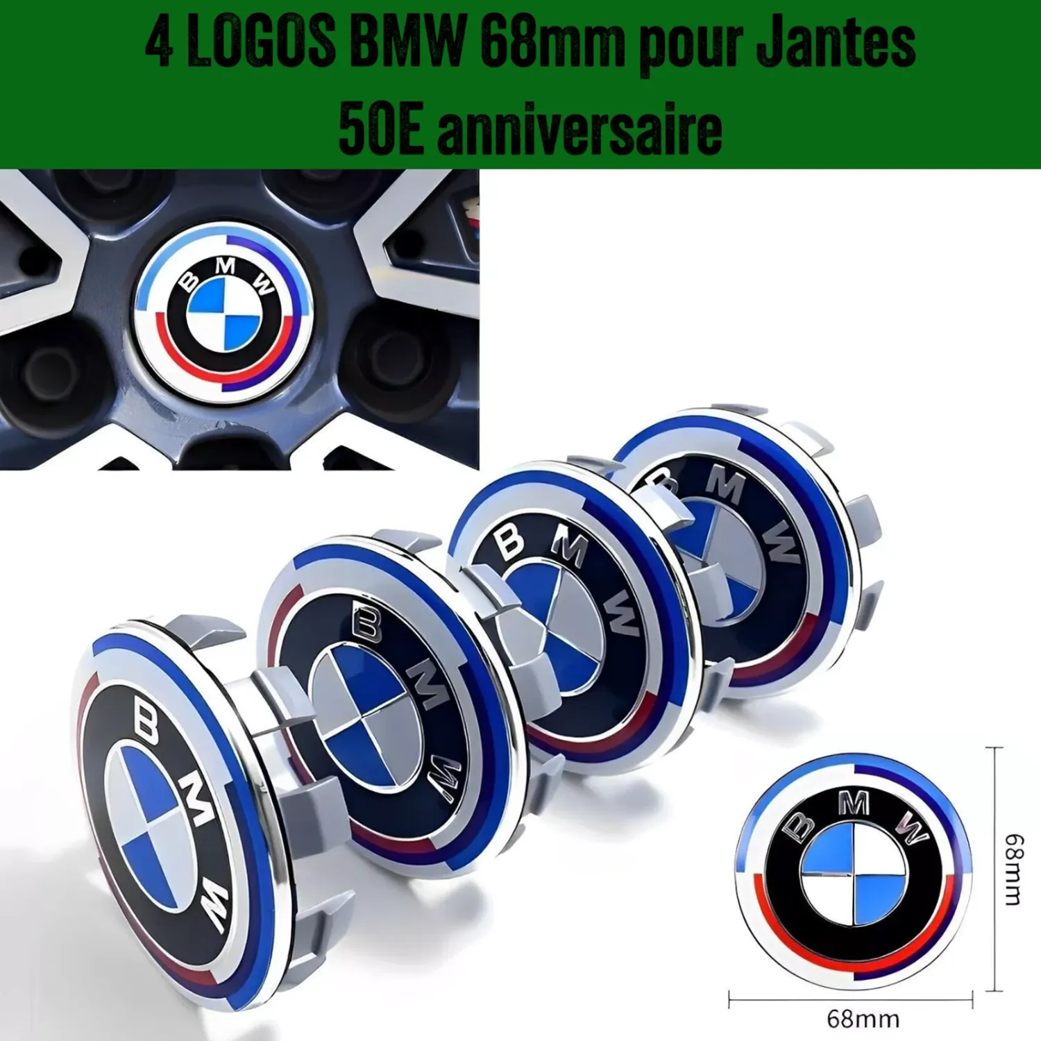 BMW 4x 68mm cache moyeu logo 50e Anniversaire Centre de roue enjoliveurs 50eme