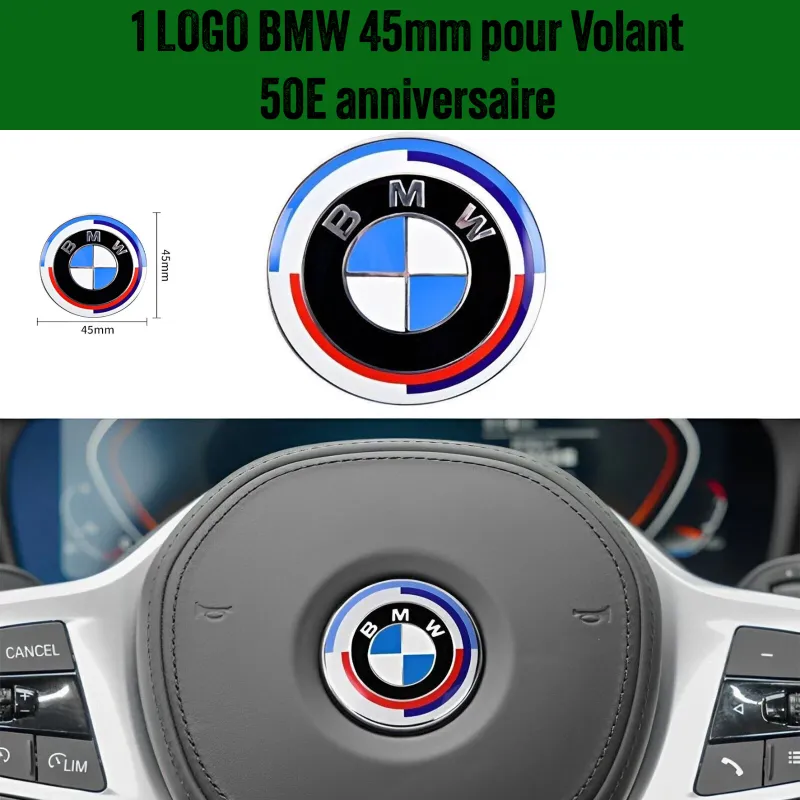 Insigne Logo Emblème Badge Adhésif pour Volant BMW 45mm 50E anniversaire