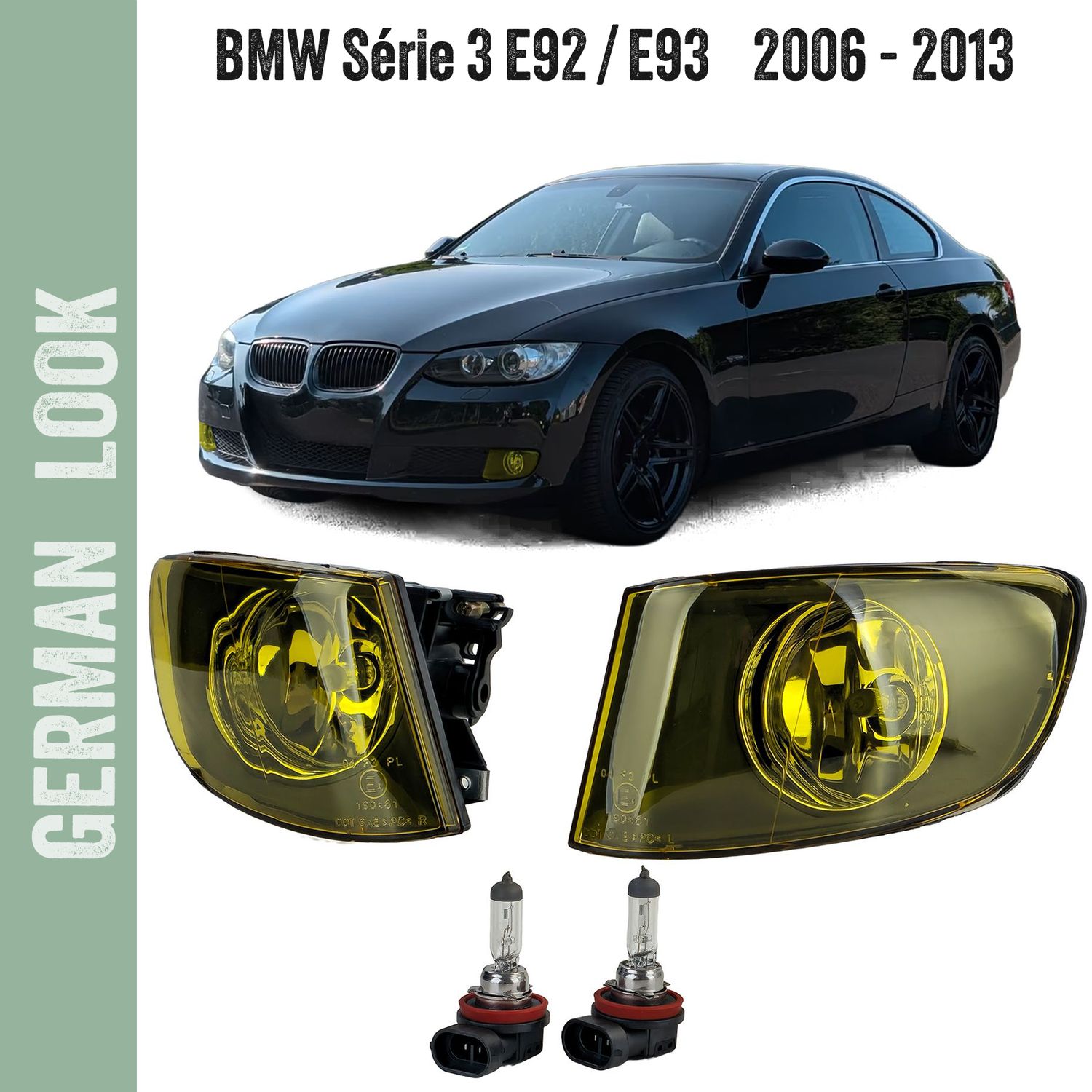 Faróis de nevoeiro amarelos para BMW Série 3 E92 E93 Coupé e Descapotável Faróis de nevoeiro amarelos para BMW Série 3 E92 E93 Coupé e Descapotável