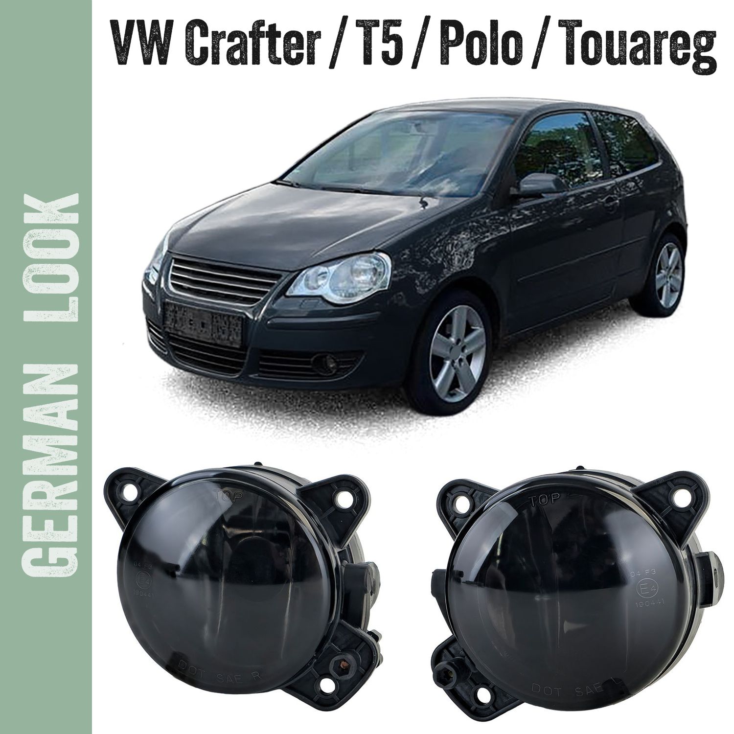 Phares antibrouillard noir pour VW T5 Crafter Touareg 7L Polo 9N3