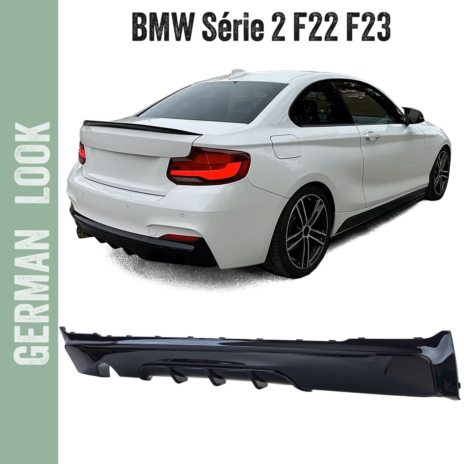 Diffuseur arrière BMW Série 2 F22 F23 Performance Noir Brillant – Look M Sport